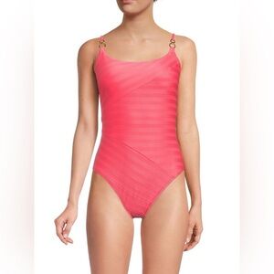 LA BLANCA Women's Linea Lace Up Back One-piece Swimsuit In Coral Sun Size 6